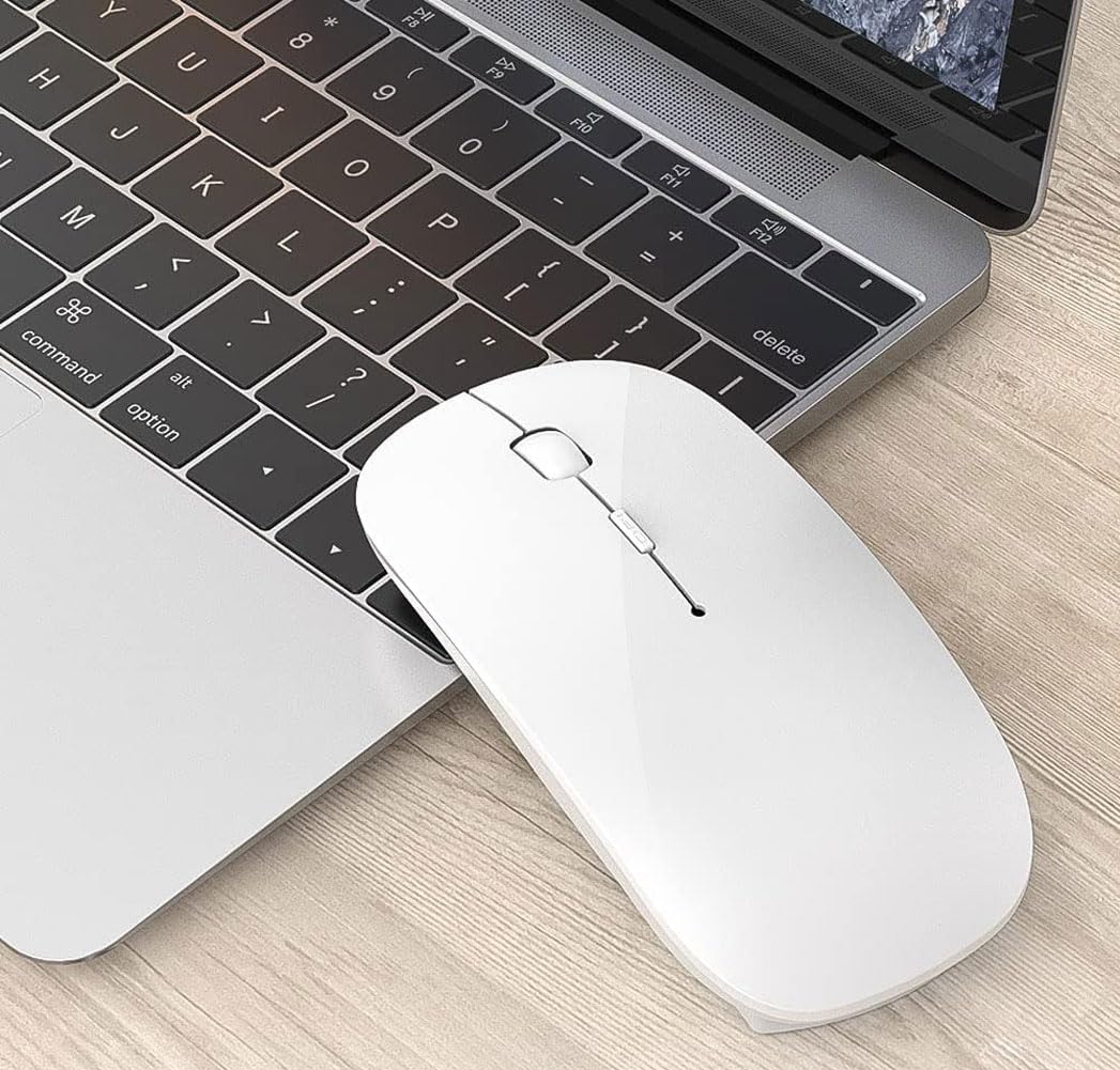 

Wireless Bluetooth Compatible with and Includes USB Receiver 2.4GHz Mouse, Slim, Symmetrical, Quiet, Ultra-Lightweight, Windows, iPad, PC,