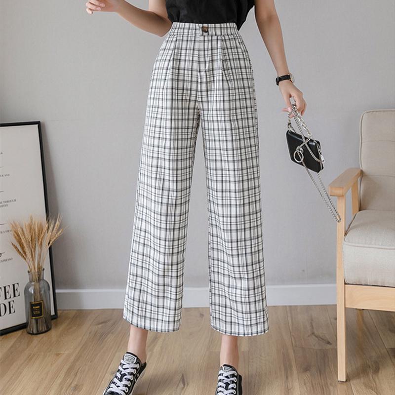 Goedkope Women Vintage Plaid Pants 