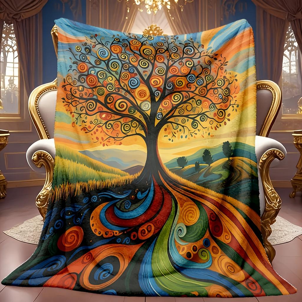 Comfortable Dream Tree Pattern Blanket Soft High-Definition Digital Print All-Season Family and Friends Gift Cooling Blanket Perfect Gift Soft Breatha