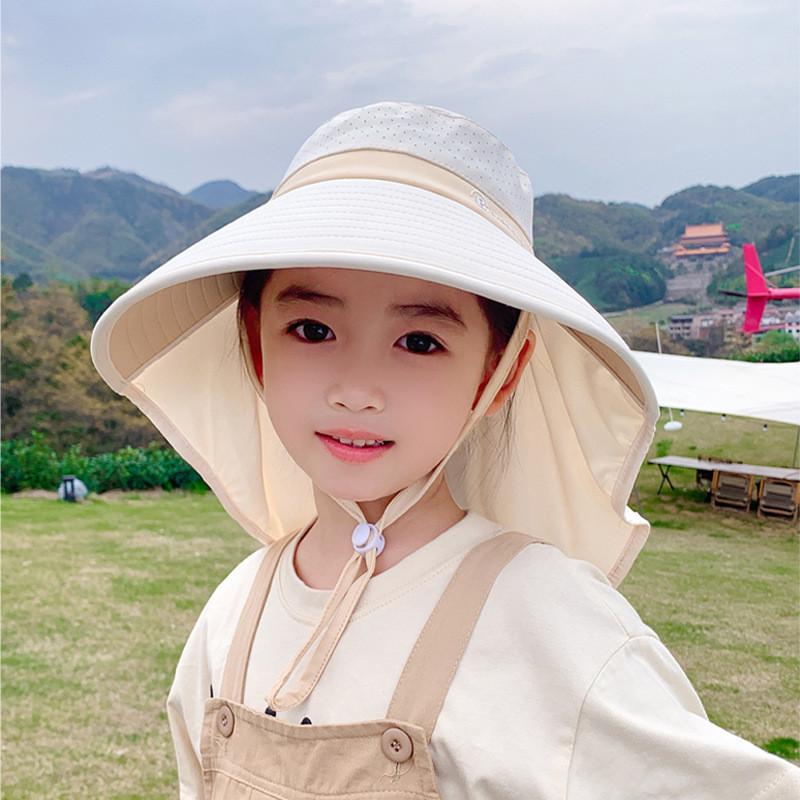 

Childrens Wide Brim Sun Hat With Breathable Ice Silk For Summer Outdoor Uv Protection Champagne Beige
