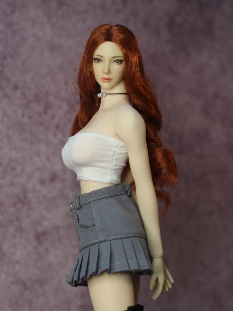 DMTOYS Fashion Sexy Tube Top and Mini Short Skirt for Scale Action Compatible with TBLeague Body and Socks Not [TOYBARJAPAN] 1/6 Figures, (Head, Body,