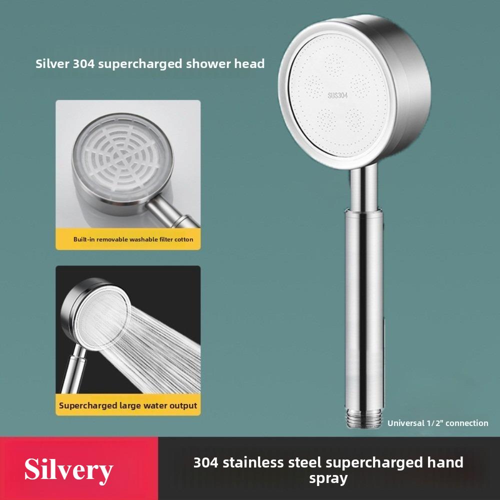 304 Stainless Steel Bathroom Handheld Shower Head High Pressure Water Saving Sprayer Nozzle Supercharged Rainfall Showerhead