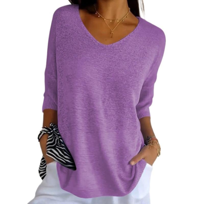 IHUASU Женский трикотажный повседневный свитер разноцветный узкий с V-образным вырезом — фото 6