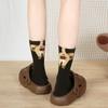 Chaussettes mi-mollet absorbant la transpiration Chaussettes pour couples Chat Œuf Chaussettes en coton confortables
