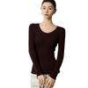 Mengyi Spring 18-Gauge Fine Wool U-Neck Slim Fit Women's Sweater