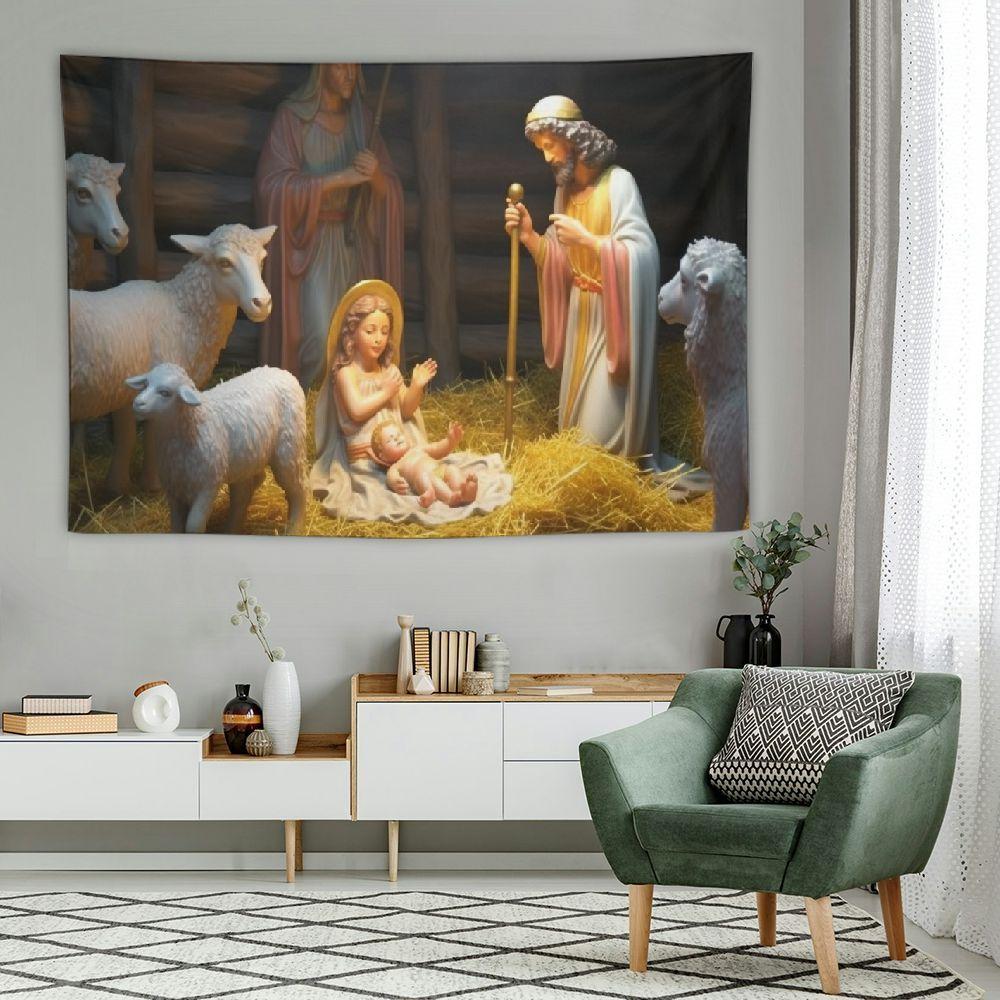 Tapestry Nativity Scene Dagama inch 75x100