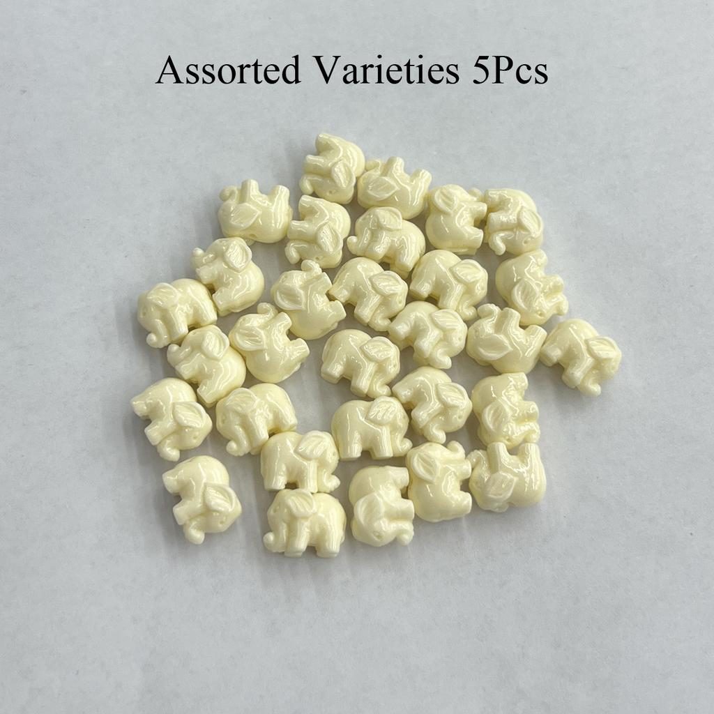 5Pcs/Pack, 11×14.5mm Elephant Shape Plastic Beads with Hole - Cute Animal Charms for DIY Jewelry - Handmade Bracelet/Necklace Craft Supplies