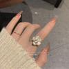 New Pearl White Rose Flower Open Ring Women Personality Fashion Exquisite Simple Ring Wedding Jewelry Birthday Gift