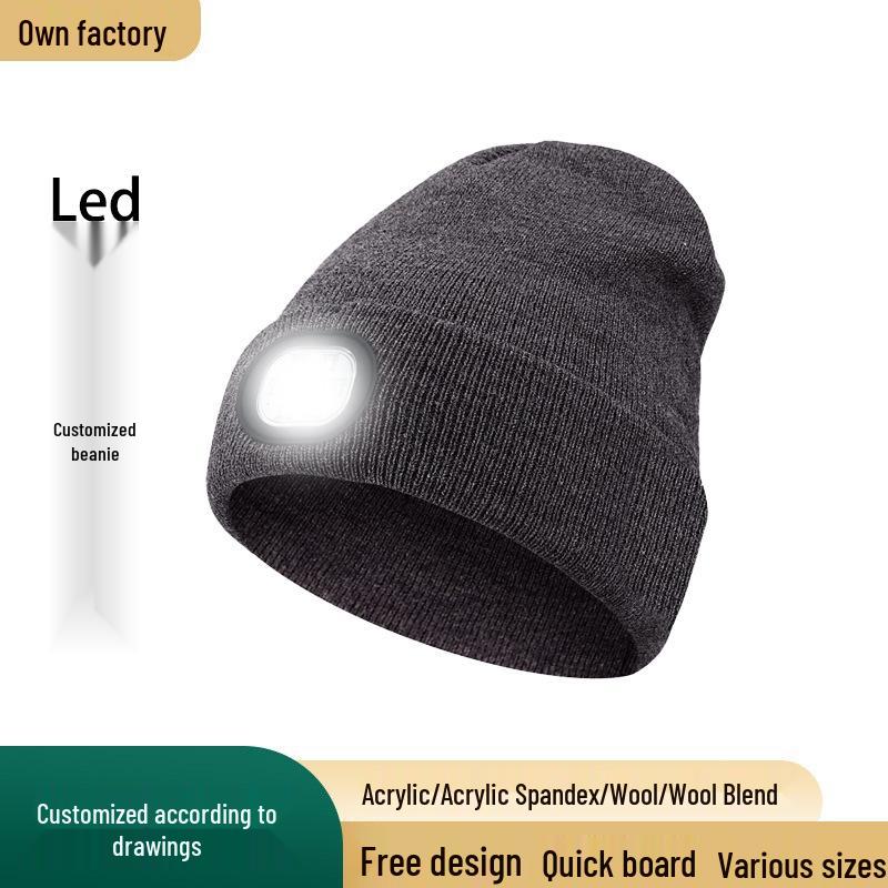 Rechargeable LED Light Beanie - Glow-in-the-Dark Winter Hat for Night Running Outdoors