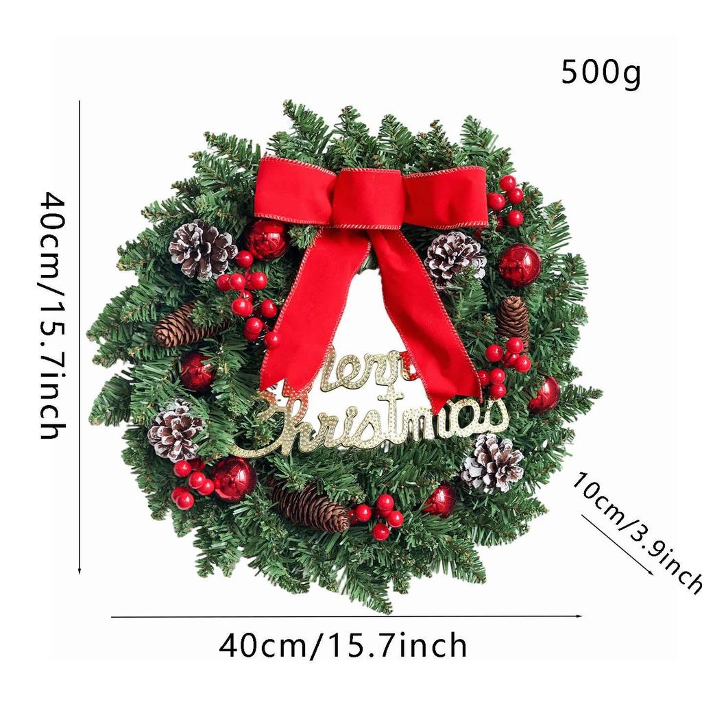 30cm Christmas Wreath with Pine Cones & Ornaments for Window Decoration