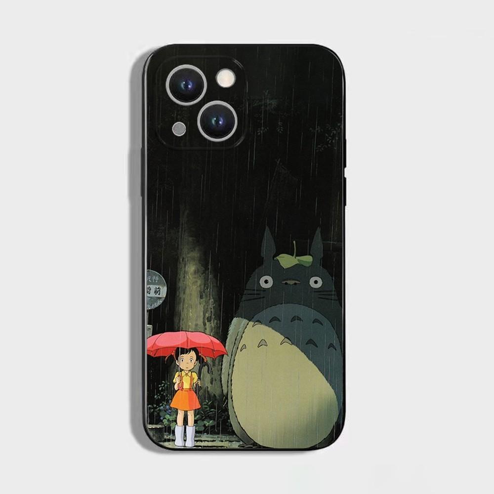 Anime T-Totoro-ES Cute Phone Case For iPhone 16,15,14,13,12,11 Plus,Pro Max,XS,X,XR,SE,Mini,8,7,Soft Silicone Black Cover