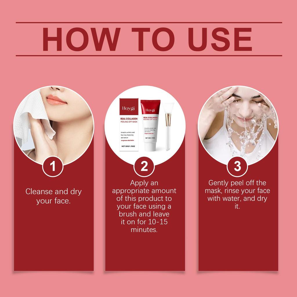 Hoygi Collagen Peel-Off Mask 50g: Gently Cleanses the Face, Exfoliates, Reduces Wrinkles, Hydrates and Moisturizes, and Nourishes the Skin.