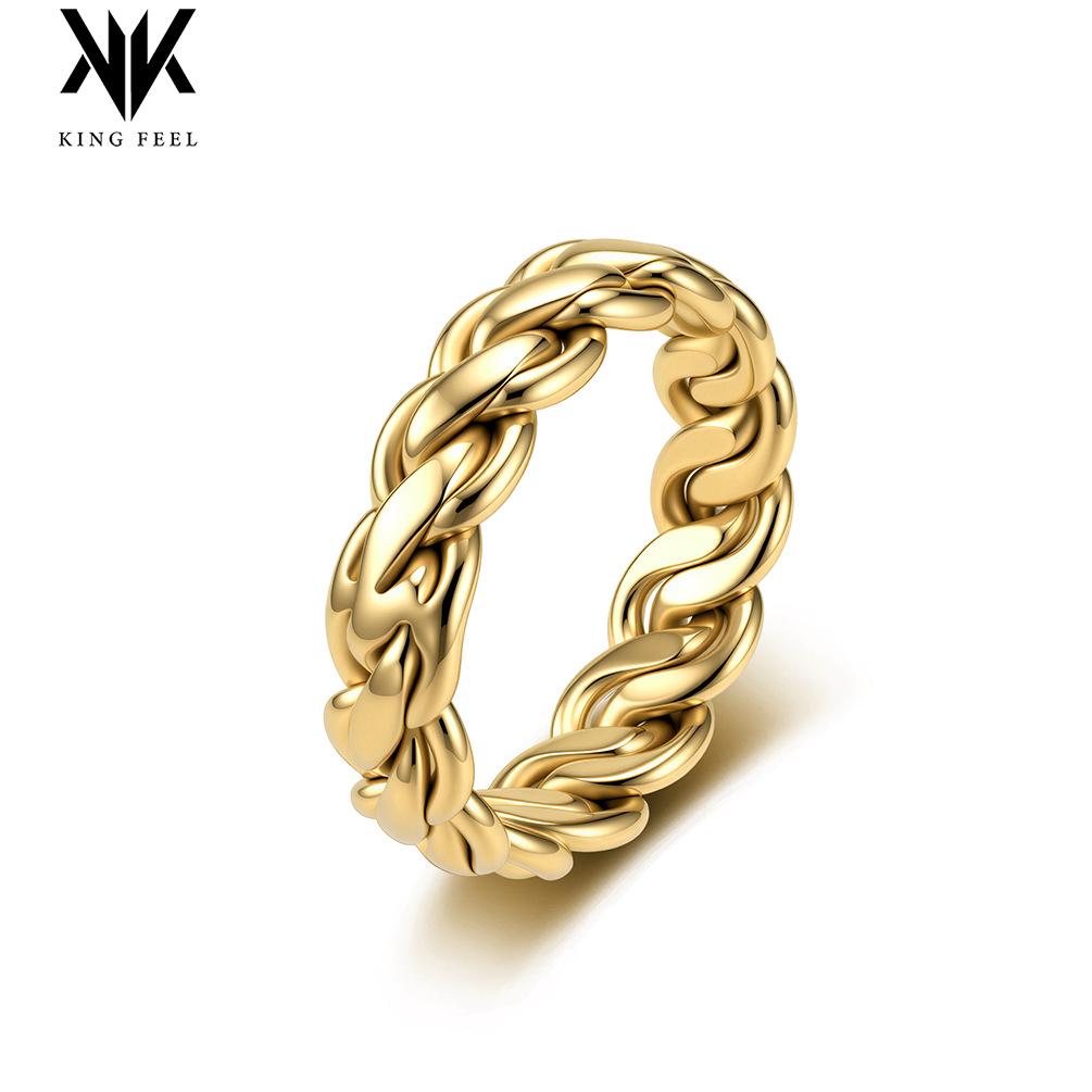 Unisex Titanium Steel Woven Chain Ring - High-End European & American Trend