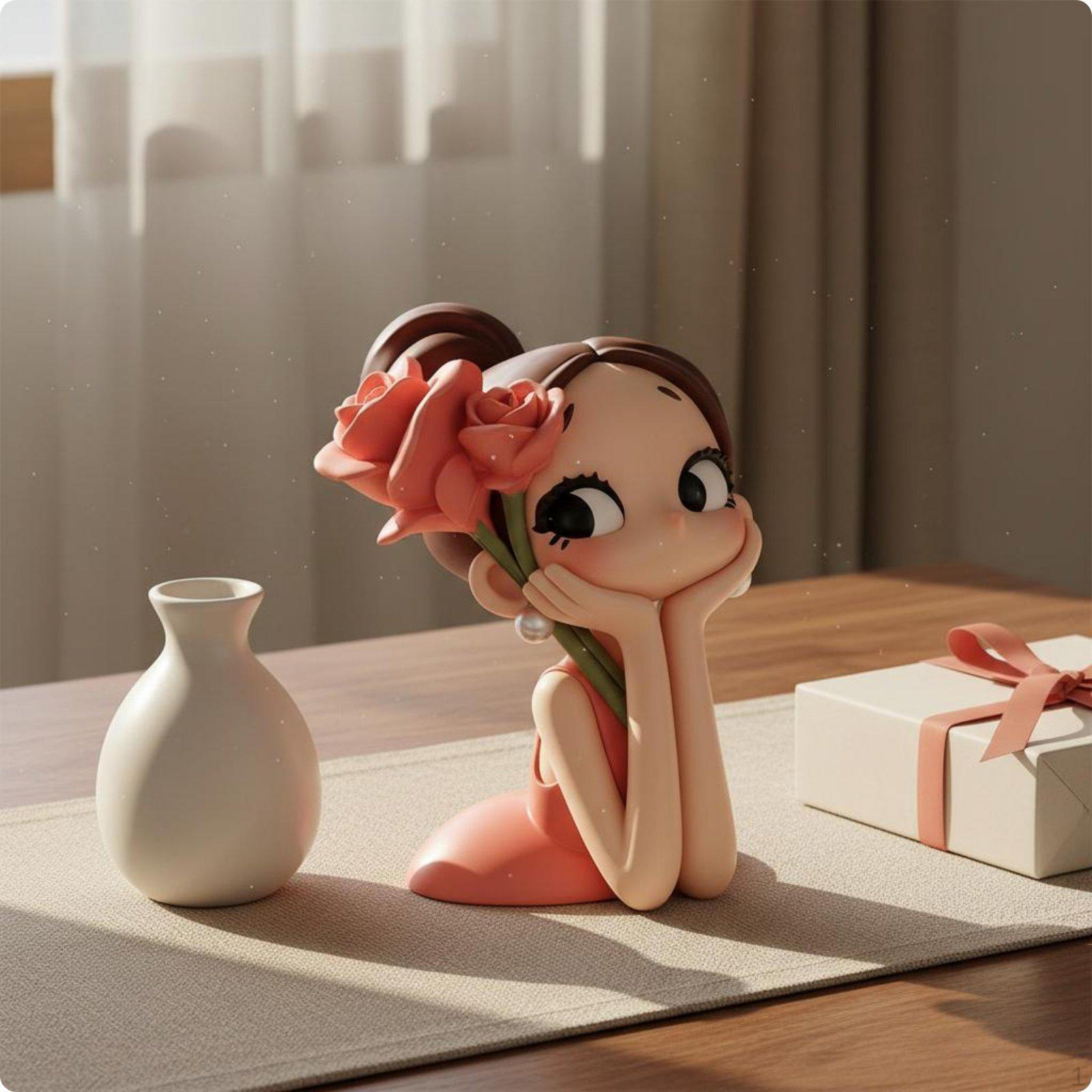 Cartoon Girl Statue Presentable Figurine Contemporary
