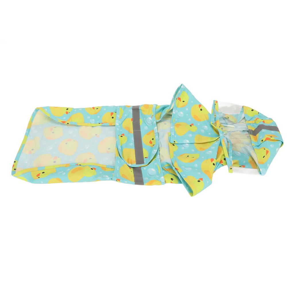 Pet Rain Jacket Duckling Pattern Waterproof Reflective Adjustable 4 Legs Hooded Dog Raincoat for