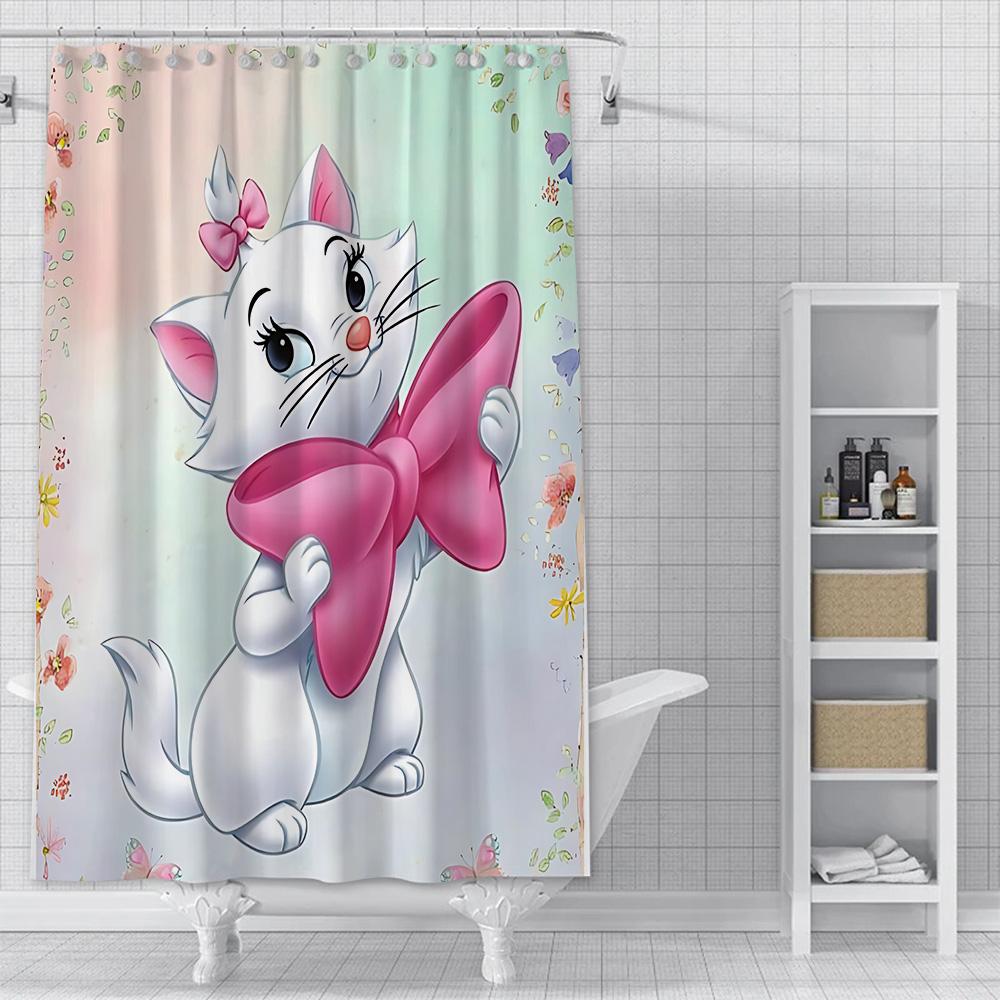 

Shower Curtain Waterproof Polyester Fabric Paint Colorful Bath S Marie Cat Curtains Home Bathroom Decor Curtain With Hook W60H190(CM)-1 Pcs
