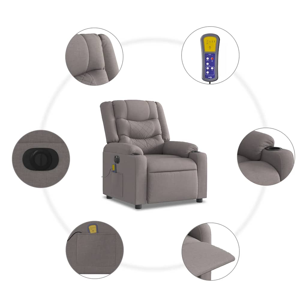 Electric Massage Chair Taupe Fabric