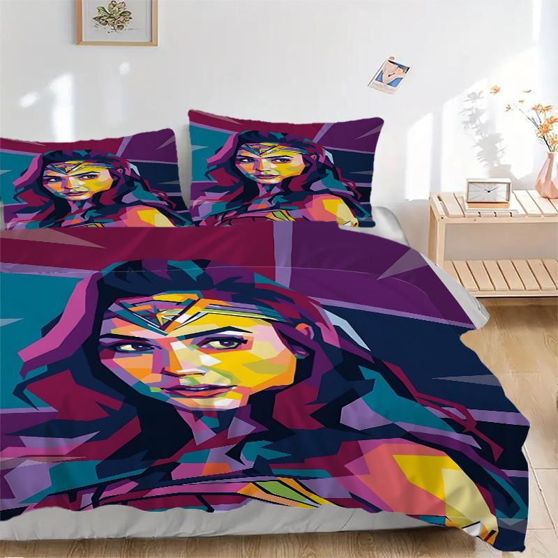 

3pcs Wonder Woman Cover Set,Soft Comfortable Duvet Cover,Guest Room (1*Duvet Cover + 2*Pillowcases, Without Core) yy251024117 135x200cm