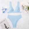 European and American High-waisted Bikini Small Pit Strip Swimsuit Women's Solid Color Sexy Split Swimsuit