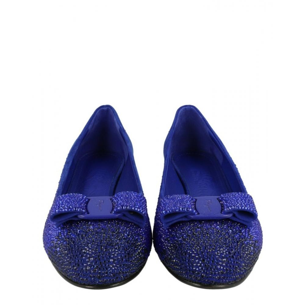 Salvatore Ferragamo Vara Crystal Embellished Pumps Blue