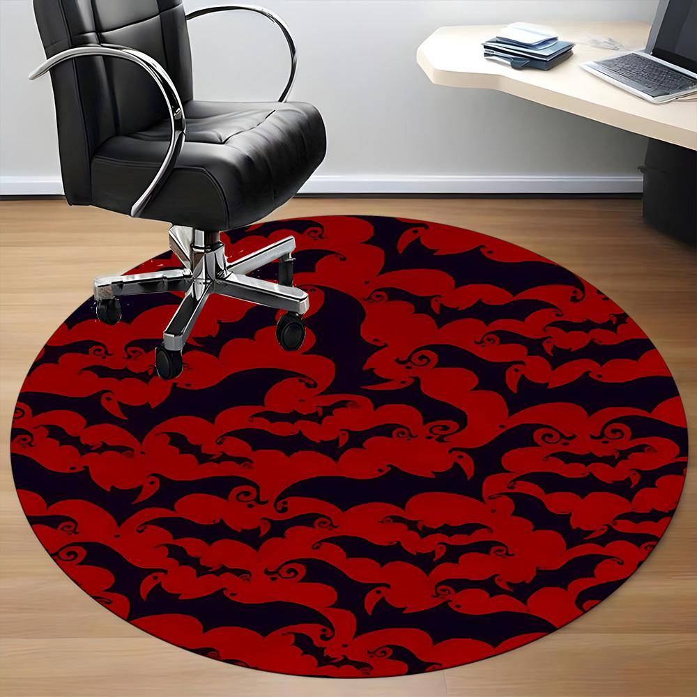 1PC Bat Swarm Office Round Area Rug, Mat Suitable For Office, Under Office Chairs Bedroom Living Room Home Decor, Room Deco