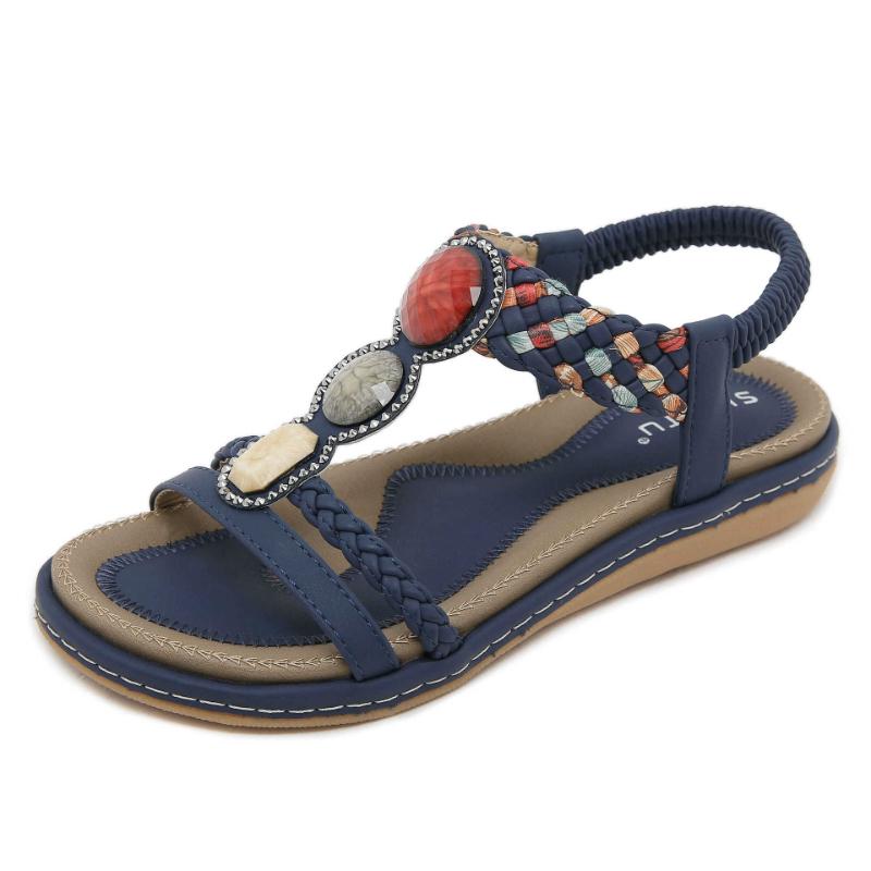 Fashion Summer 2025 New Soft Bottom Flat Sandals For Women Versatile And Fashionable Elastic Straps, Lightweight Sandals Casual