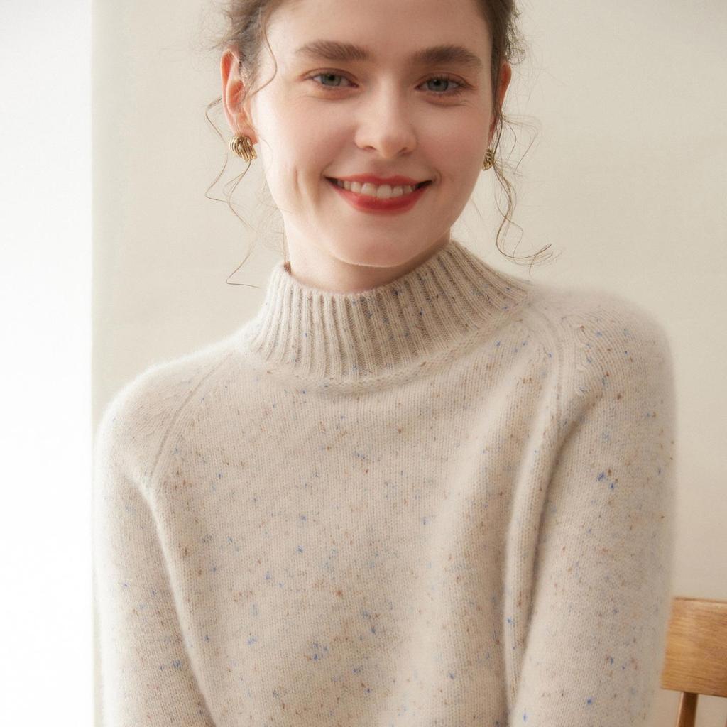 Women's Cashmere Half-High Collar Loose Pullover Knitwear - Thick, Warm, Solid Color for Autumn/Winter