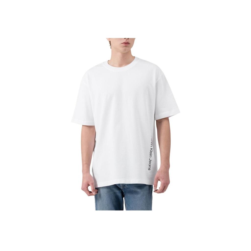 Calvin Klein Loose Jacquard Solid Color Short Sleeve T-Shirt Men Tops White J325191-YAF