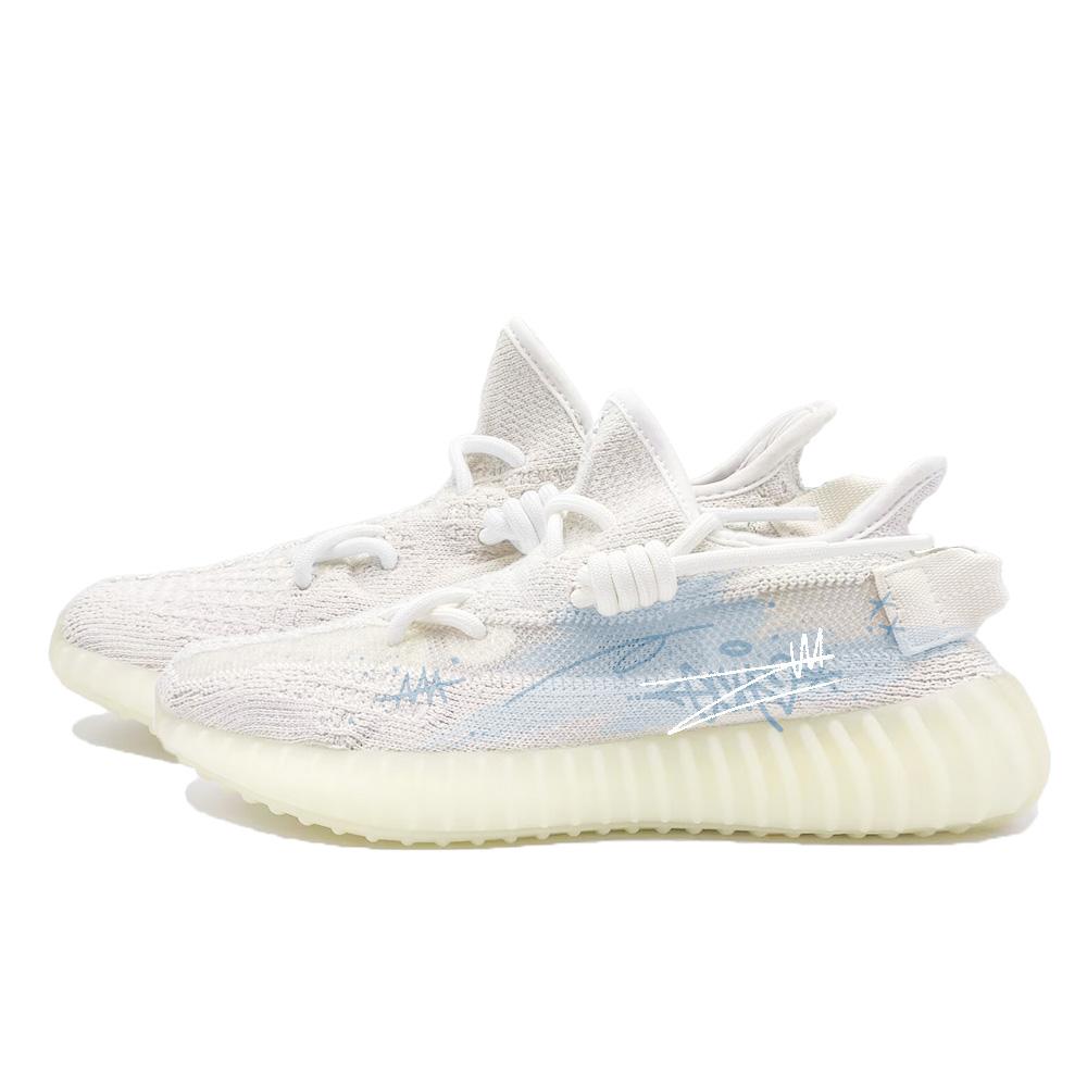 adidas Originals Yeezy Boost 350 V2 Blue Mist Love Letter Abrasion Resistant Low Top Casual Shoes Unisex Blue HQ6316(Team499-)