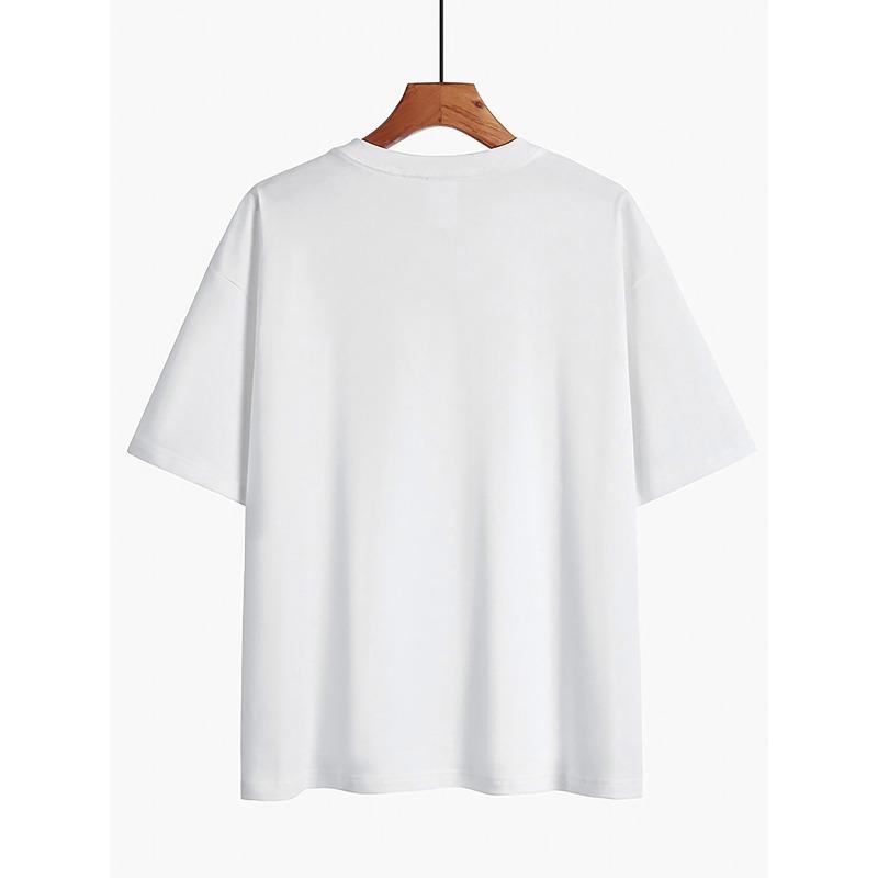 European Size graphic print t-shirt, short sleeve crew neck casual top for summer & spring, Women's clothing