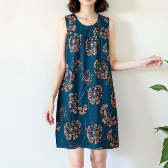 Summer Middle-Aged and Elderly Cotton Silk Nightgowns Pajamas Women's Dresses Large Size Mother's Casual Nightgowns Homewear