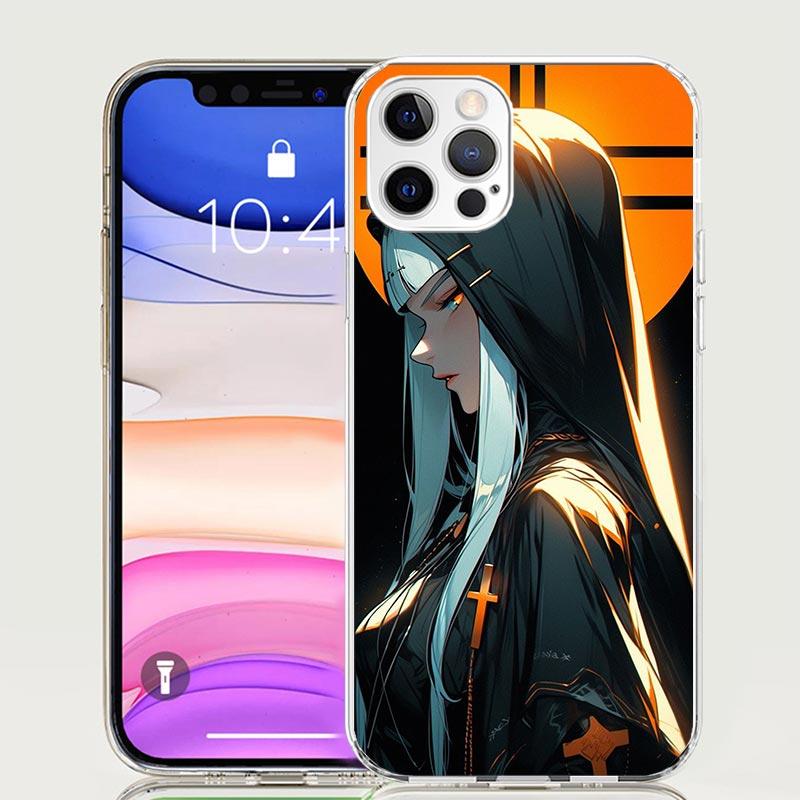 Dark Demon Nun Phone Case For iPhone 18 17 Air 16 15 Plus 11 14 Pro Max 13 Mini 12 7 8 + SE Pattern Art Customized Cover 17 Air 16