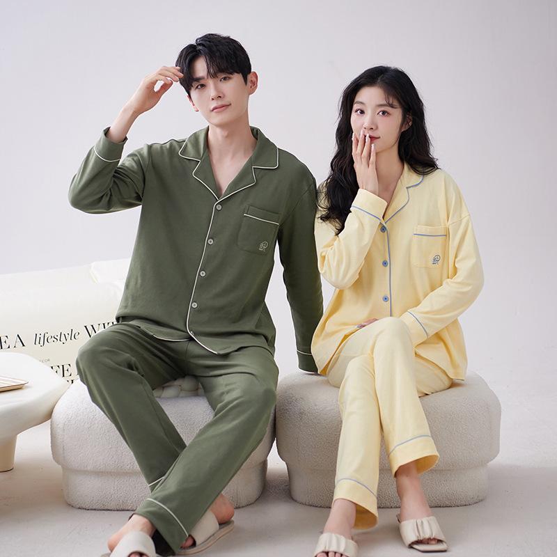 Piżama 7A Antibacterial Jesienno-Zimowa z Czystej Bawełny - Luźny Krój w Stylu Koreańskim dla Mężczyzn i Kobiet, Nadająca się do Noszenia na Zewnątrz