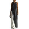 Women Sleeveless Loose Fit Maxi Dress with Pocket Color Block Design Casual Elegant Summer Long Dress