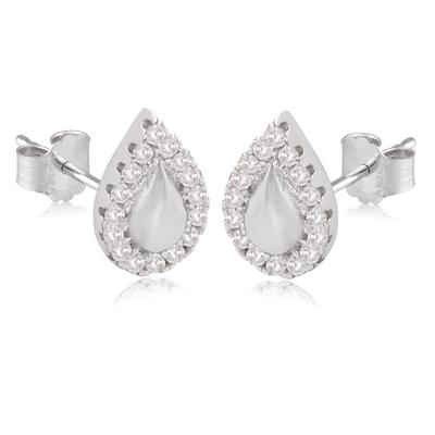 [Q2950] - Silver Earrings 'Sissi' Silvery White (rhodium-plated) - 8x6 Mm (pears)