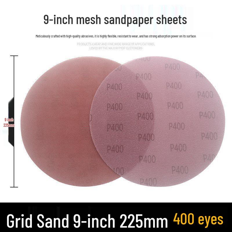 9" Dustless Mesh Sandpaper Disc: Anti-Clog, Self-Adhesive, Wall Putty & Surface Grinding