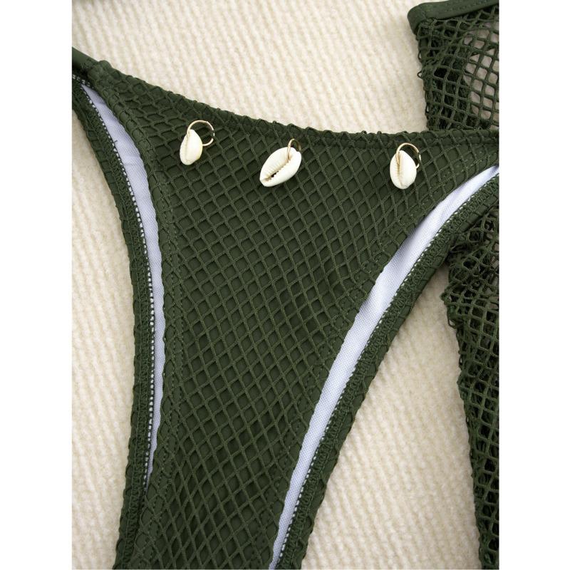 New Sexy Net Bikinis Female Swimsuits Women Three-Piece Swimwear Beach Swim Wear Bathing Suits Brazilian Bikini Set Pool Bather