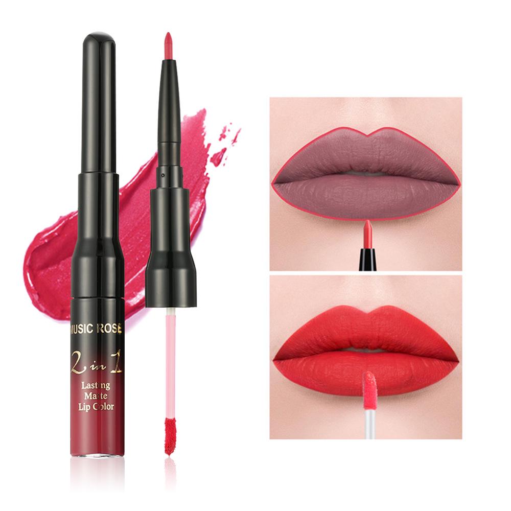 Buy 2-in-1 Lip Gloss And Lip Liner Matte Non-stick Cup Liquid Lipstick ...