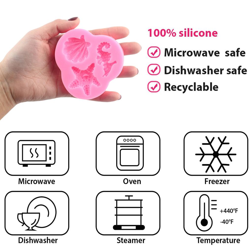 Molde de silicona con forma de cola de sirena, coral, conchas y algas marinas para decoración de tartas, moldes de pasta de goma, chocolate y caramelos