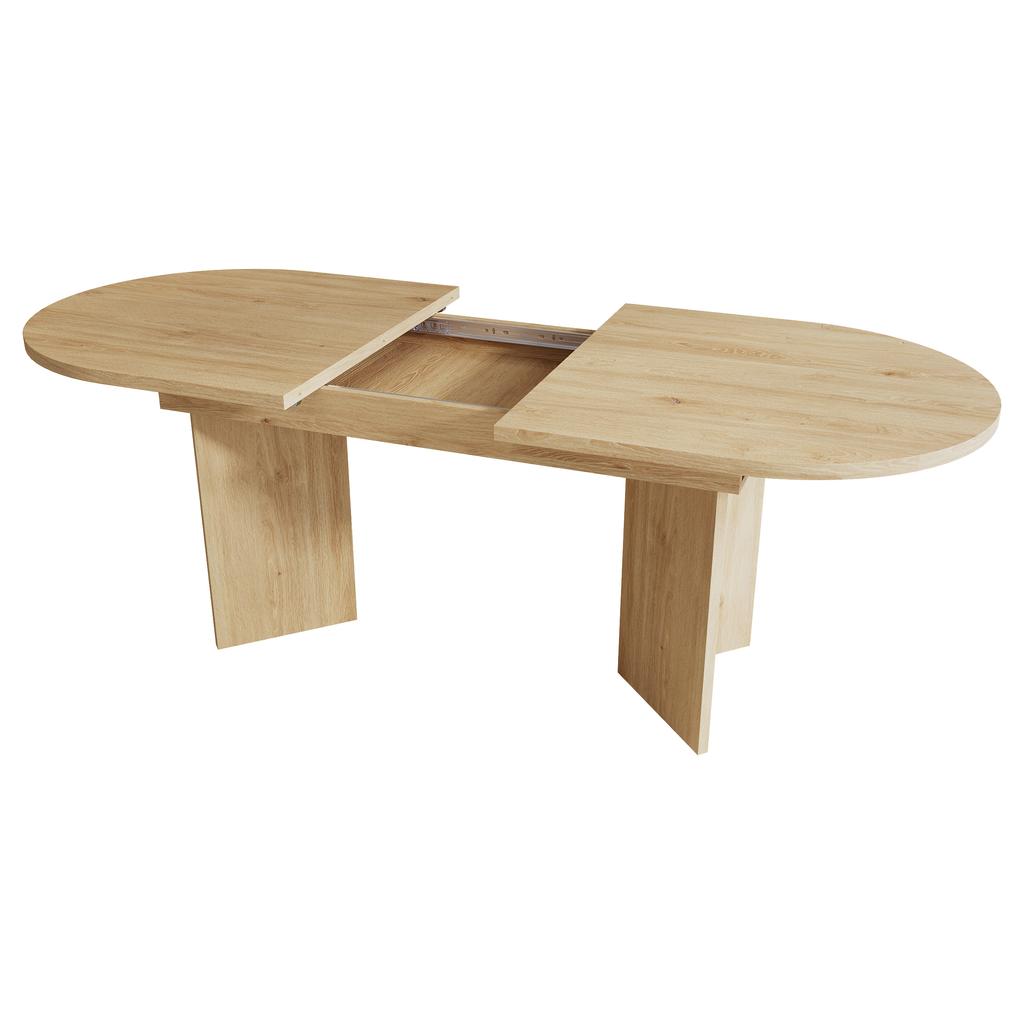Extendable Dining Table 120/160 * 80 Cm, Suitable for 4–6 People, Rounded Corners, Thickened Tabletop, Simple Style, Oak Color(old sku:N634D0003E)