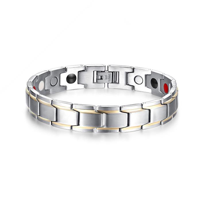 Vinterly Black Blue Bracelets Men Stainless Steel 12mm Wrist Band Magnetic Health Energy Magnet Benefits Jewelry Male Germanium