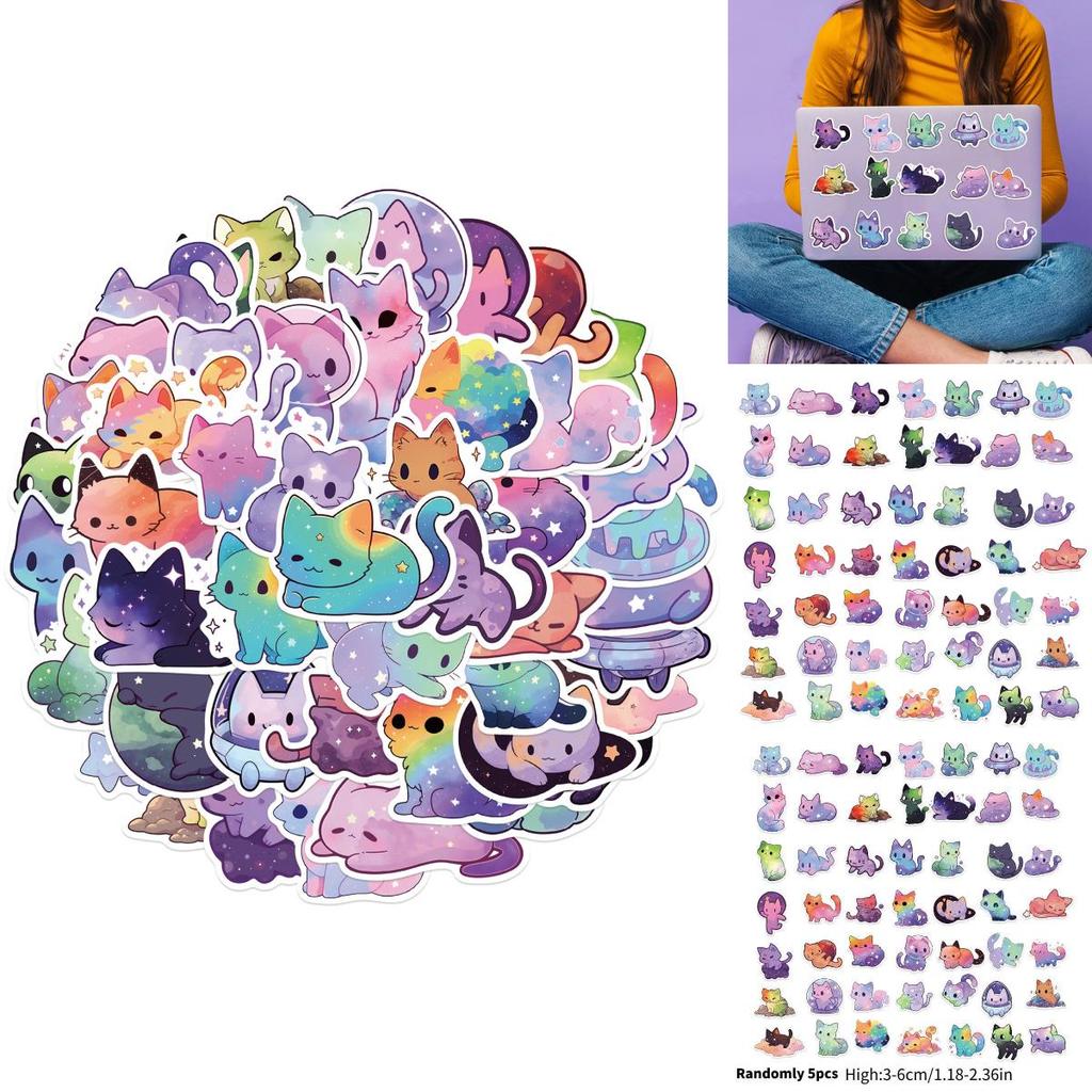Bunte Sternenhimmel Katze Graffiti Aufkleber Deko Für Gitarre Notizbuch Gepäck DIY Wasserdichte Abziehbilder Großhandel