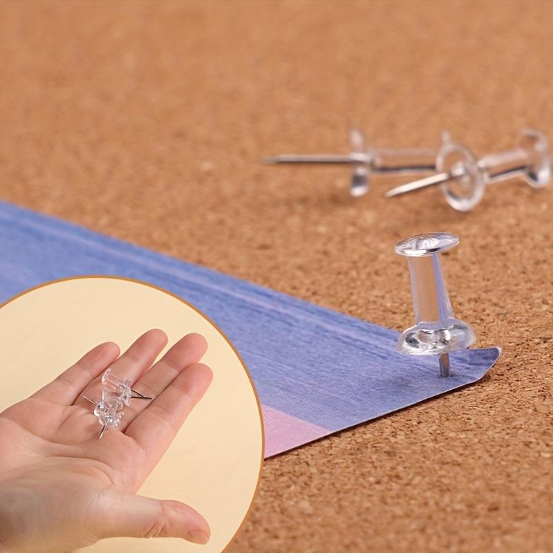 Lot de 100 Punaises Tête en Plastique Transparent, Pointe en Acier, Punaises pour Mur Panneau de Liège, Carte, Calendrier, Photo Robuste pour Maison Bureau et Projets d'Artisanat