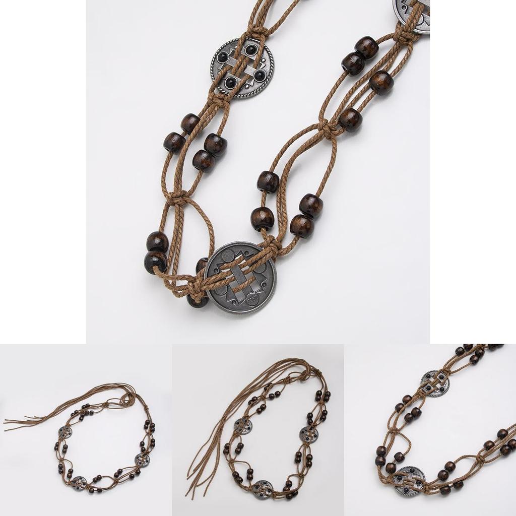 Bohemian Waist Rope Handmade Cotton Linen Ethnic Belt For Summer Vacation Casual Outfits