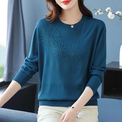 Sweater for Women Autumn Winter Thickened Pullover Warm Knitted Striped Crew Neck Base Layer Stretchy Long Sleeve Oversize Jumper Tops