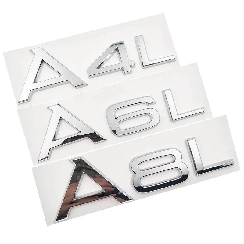 For Audi RS3 Letter Number Chrome Emblem for Audi Car Trunk Discharge Capacity Badge Sticker 1.8T 2.0T 3.0T 3.2 3.6 4.2 A3 A5 A7 A4L A6L A8L