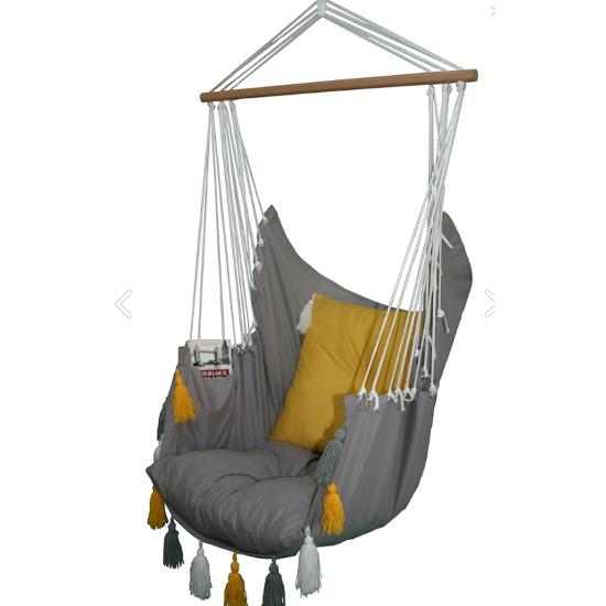 

Стул Swing New Tasseled Grey ( С желтой подушкой )