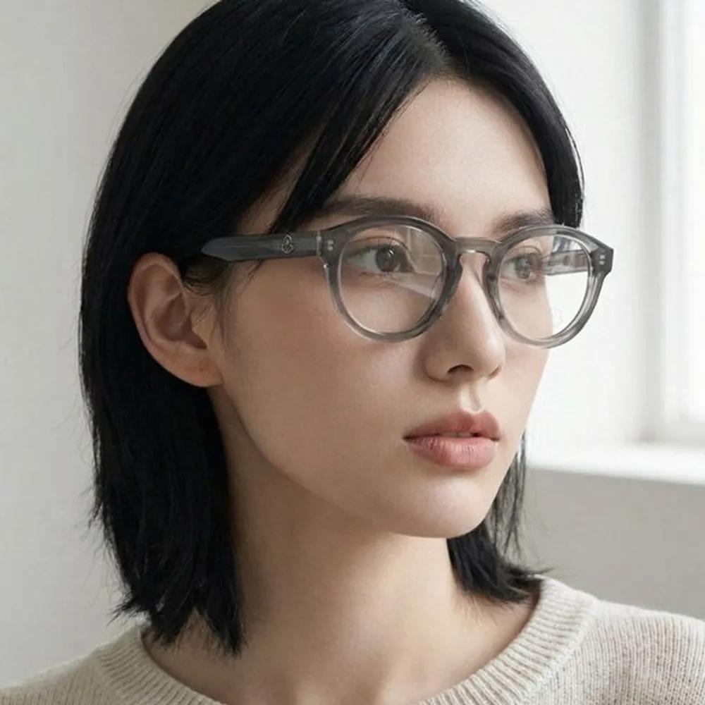 Moncler Eyeglass Frames ML5006 020 Gray Translucent Leopard Print Horn-rimmed Men s Women s Round Fashion
