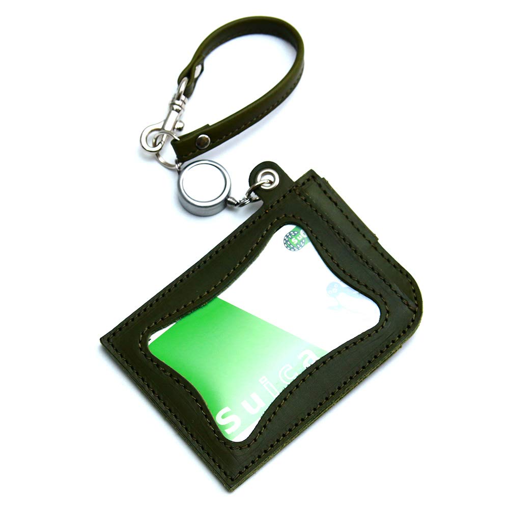 AGILITY affa "Seek" Pass Case with Reel, Holds 2 IC Cards, Genuine Leather, Made in Japan