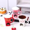 Caneca Aquecedora de Café para Fondue de Chocolate 200ml Caneca de Cerâmica para Derreter Chocolate Com Garfo, Caneca para Derreter Queijo Manteiga Caramelo Doce